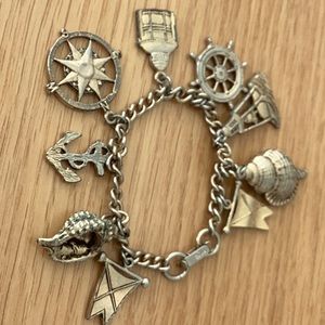 Nautical charm bracelet gold tone